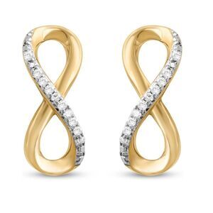 Genuine 10K Gold Diamond Eternity Earrings Minimalist Luxury